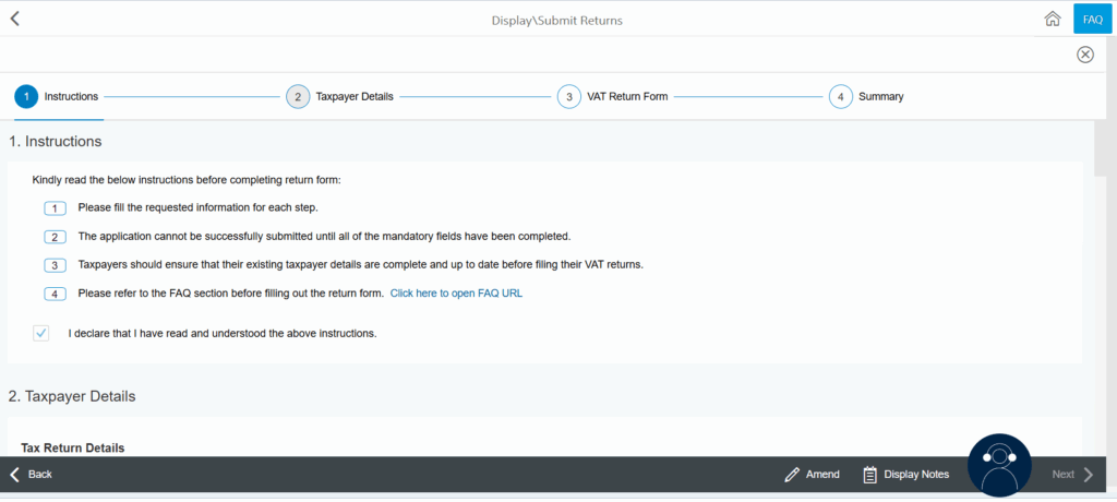 Screenshot for descriptive purposes VAT Filing via ZATCA Portal